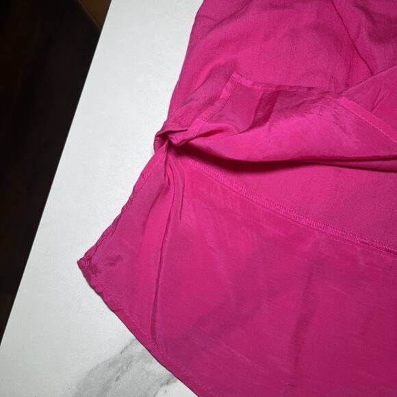 John Mark Womens Blouse Tunic Size XL Bright Fuchsia Button Detail Pleated Back - Picture 8 of 13